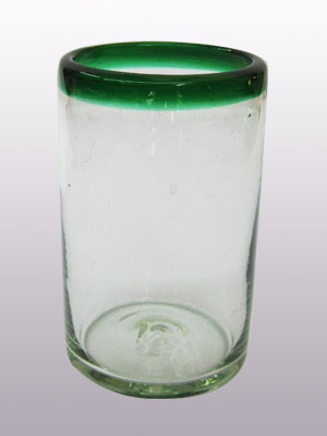 MEXICAN GLASSWARE / 'Emerald Green Rim' drinking glasses (set of 6)